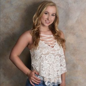 Express white lace tank top